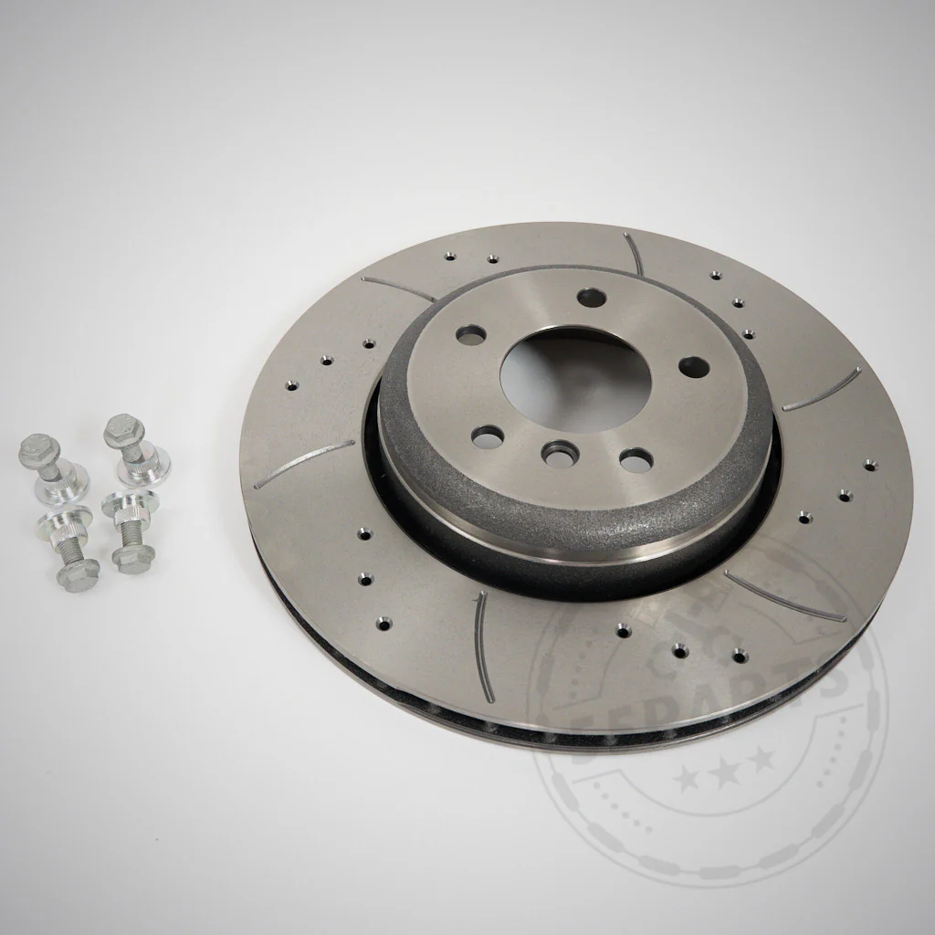55Parts Special: Montagesatz (Bremsscheiben und Buchsen) für die Montage 2-Kolben Performance Bremssattels an BMW E8x und E9x Modellen