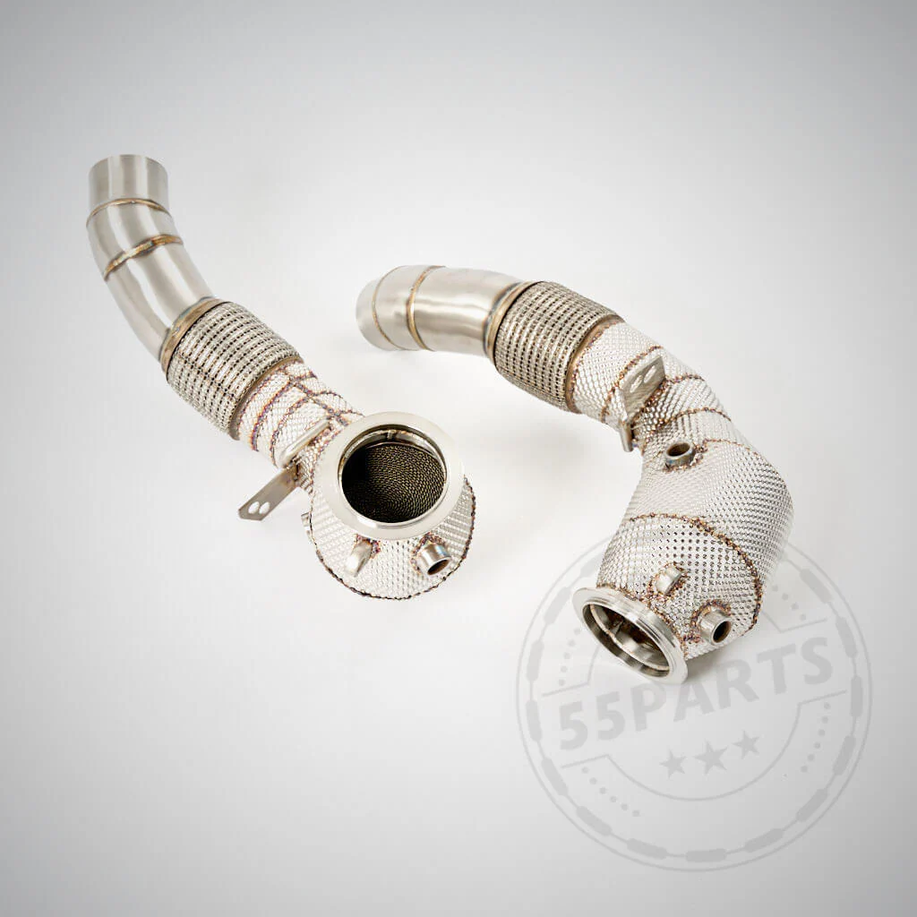 High Flow Downpipes Thermoisoliert mit 200 Zeller Katalysatoren passend für BMW M5, M6 F10, F11 F12, F13 S63