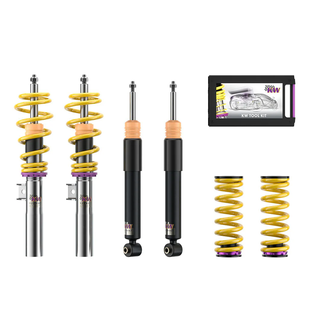 KW Gewindefahrwerk V1 inox passend für passend für BMW 1er F20, F21, 2er F22, F23, 3er F30, F32, F34, 4er F32, F33, F36 ohne Elektronische Dämpferregelung